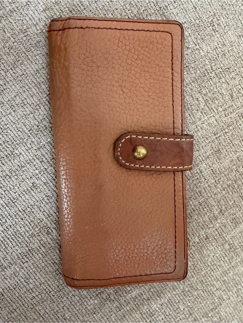VTG Fossil Tan Brown Leather Snap Card Holder